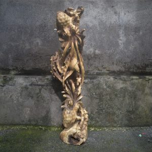 Large Hand-Carved Wooden Octopus Sculpture – Balinese Coastal Statement Nautical Art