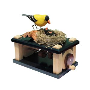 Wooden Bird Family Automaton – Handcrafted Kinetic Wood Sculpture with Moving Mechanism