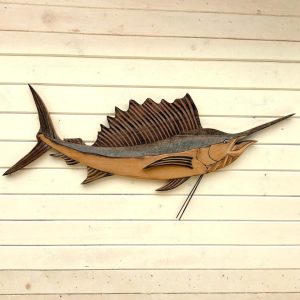 Handcrafted Wooden Sailfish Sculpture – Reclaimed Australian Wood Ocean Wall Art