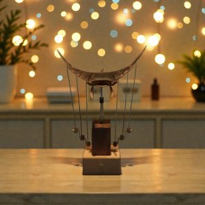 Wooden Manta Ray Kinetic Sculpture – Mechanical Moving Desk Automata Ocean Decor